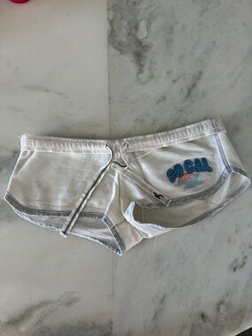 Hollister White Women’s 'SoCal' Lounge Shorts with Blue Patch